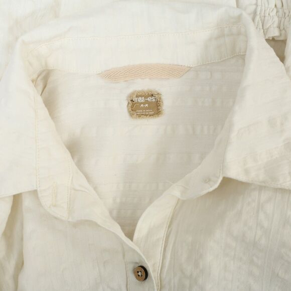 Free People Free-Est Just Like Me Seersucker Shirt White Top Buttondown M 283537 - Picture 9 of 9